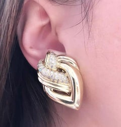 2.00 carat Large Pave Diamond Knot Earrings in 18K Yellow Gold