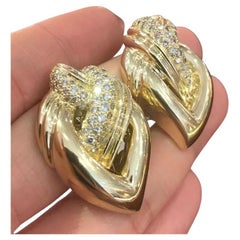 2.00 carat Large Pave Diamond Knot Earrings in 18K Yellow Gold