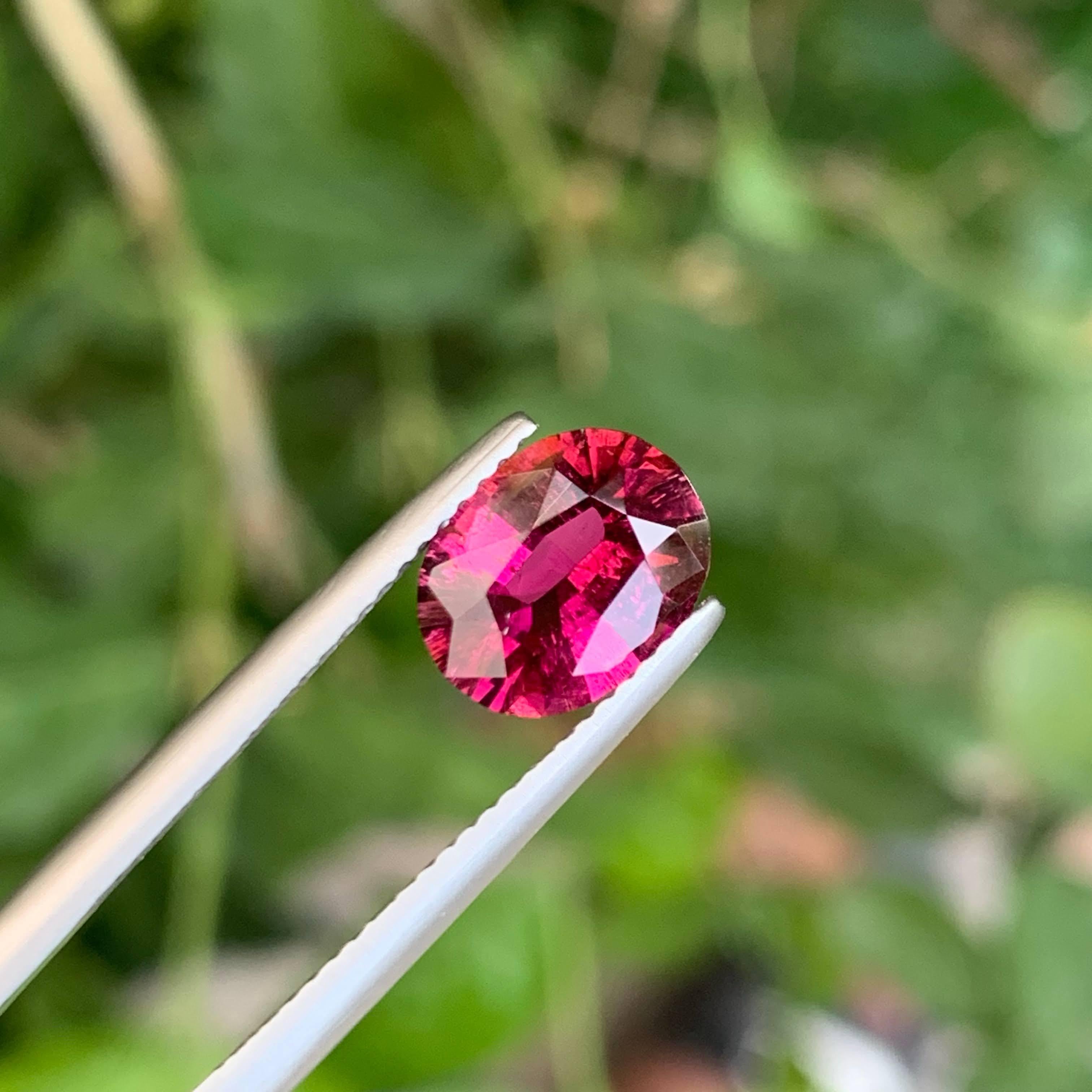 2.00 Carat Loose Rubelite Tourmaline Stone Oval Cut Afghan Gemstone For Sale 3