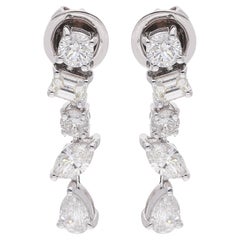 2.00 Carat Marquise Pear Round Emerald Cut Diamond Earrings 18 Karat White Gold
