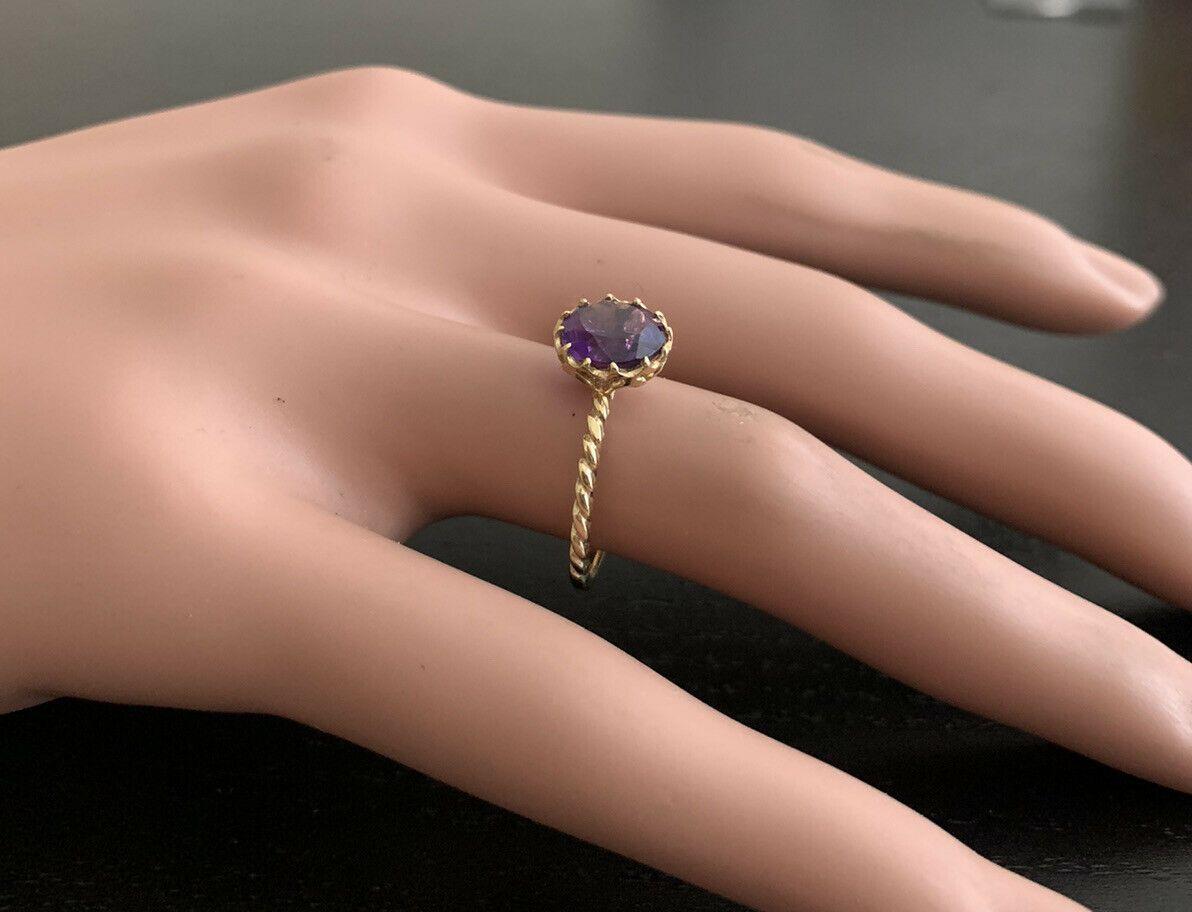 2.00 Carat Natural Amethyst 14 Karat Solid Yellow Gold Ring For Sale 1