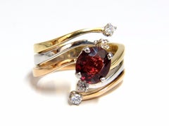 Anillo Bypass con Diamantes de Espinela Rojo Sangre Naranja Natural de 2,00 Quilates 14 Quilates*.