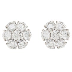Boucles d'oreilles en or blanc 18 carats avec diamants naturels de 2,00 carats