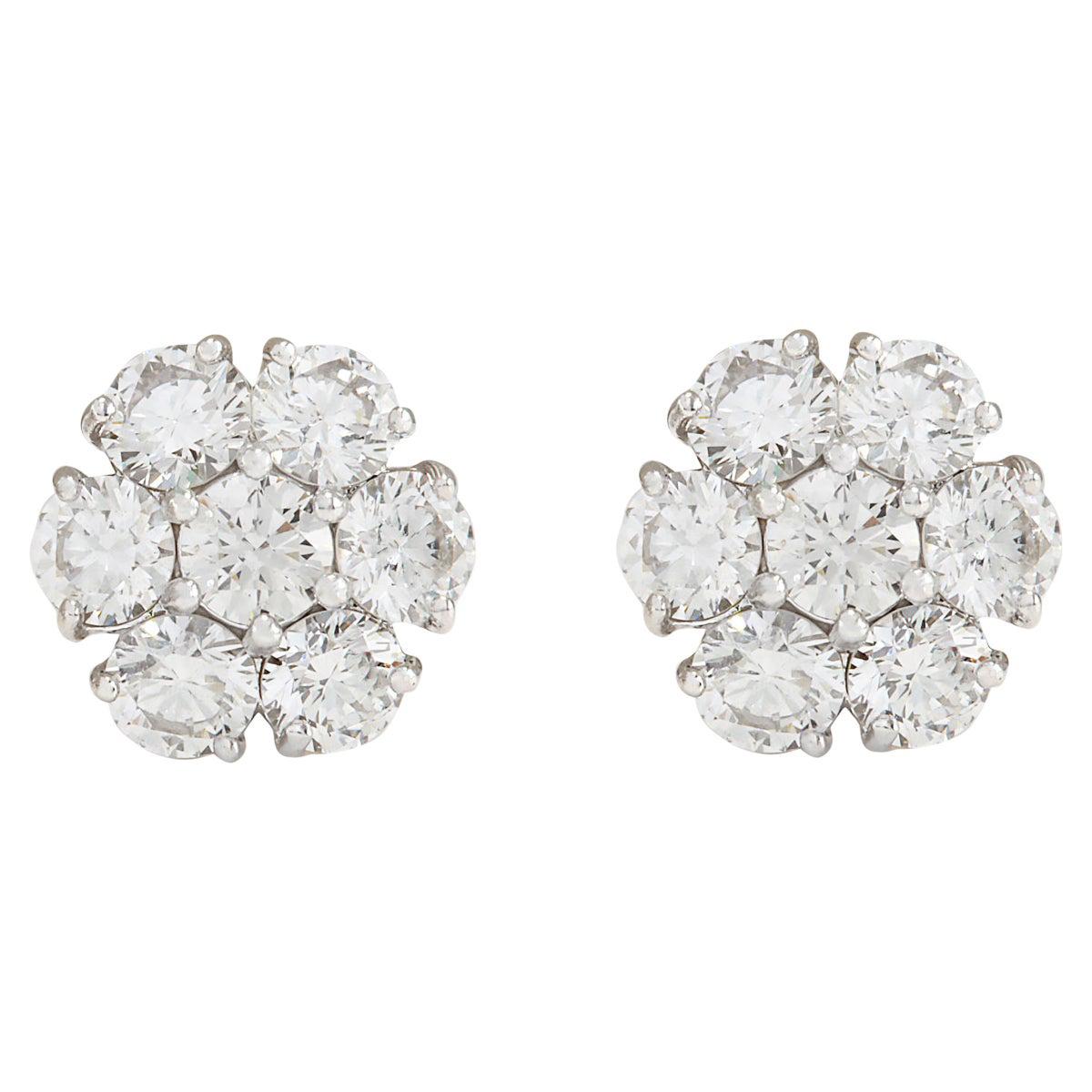 Diamond Stud Earrings In 14 Karat White Gold  For Sale