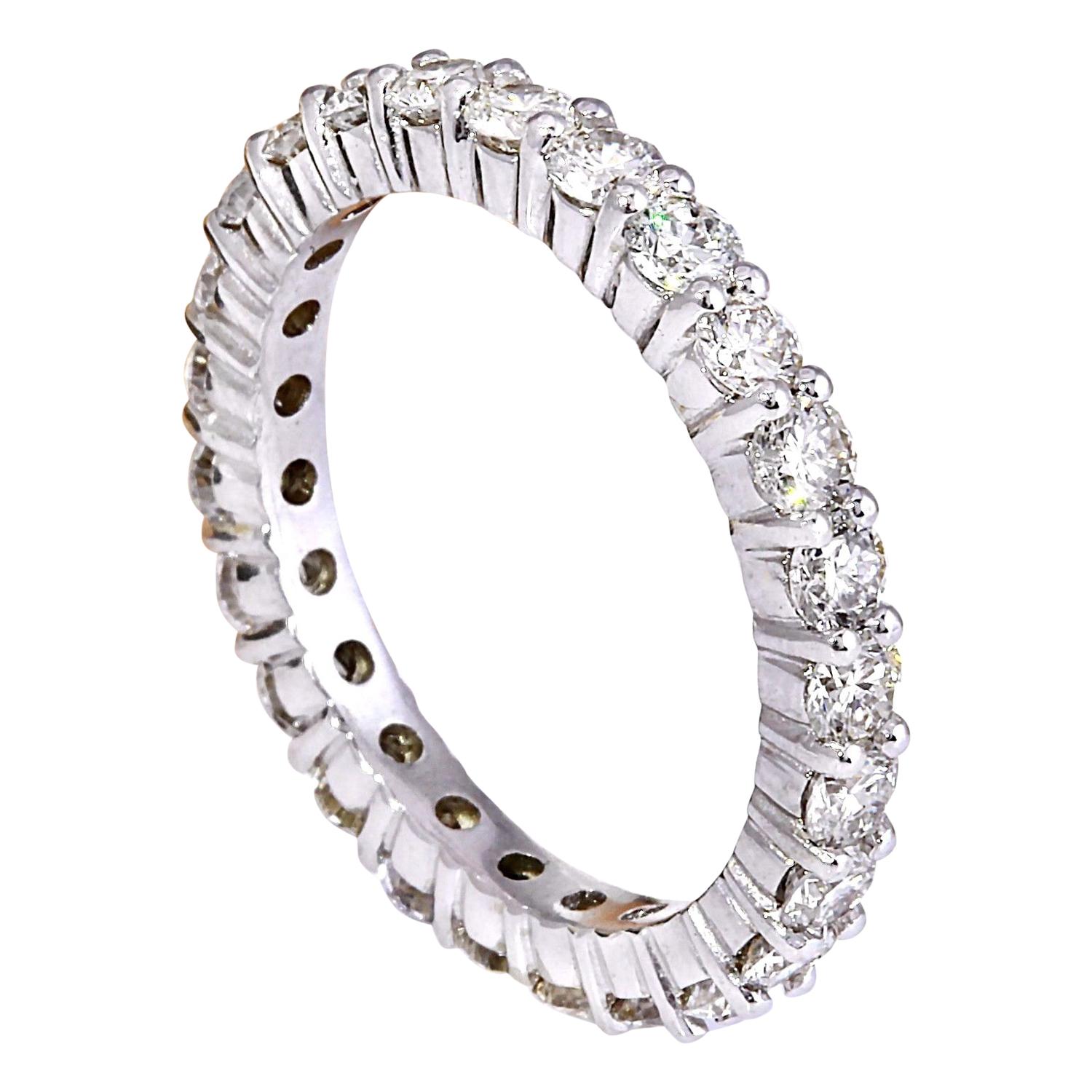 Round Cut Diamond Eternity Ring In 14 Karat Solid White Gold For Sale