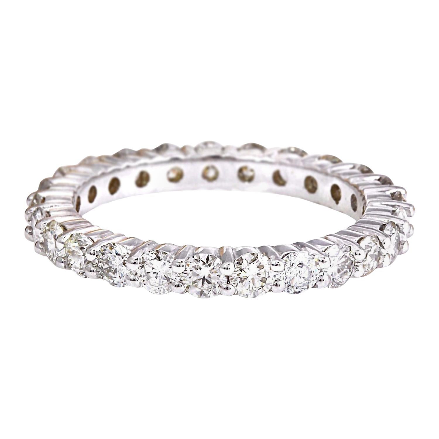 Diamond Eternity Ring In 14 Karat Solid White Gold For Sale