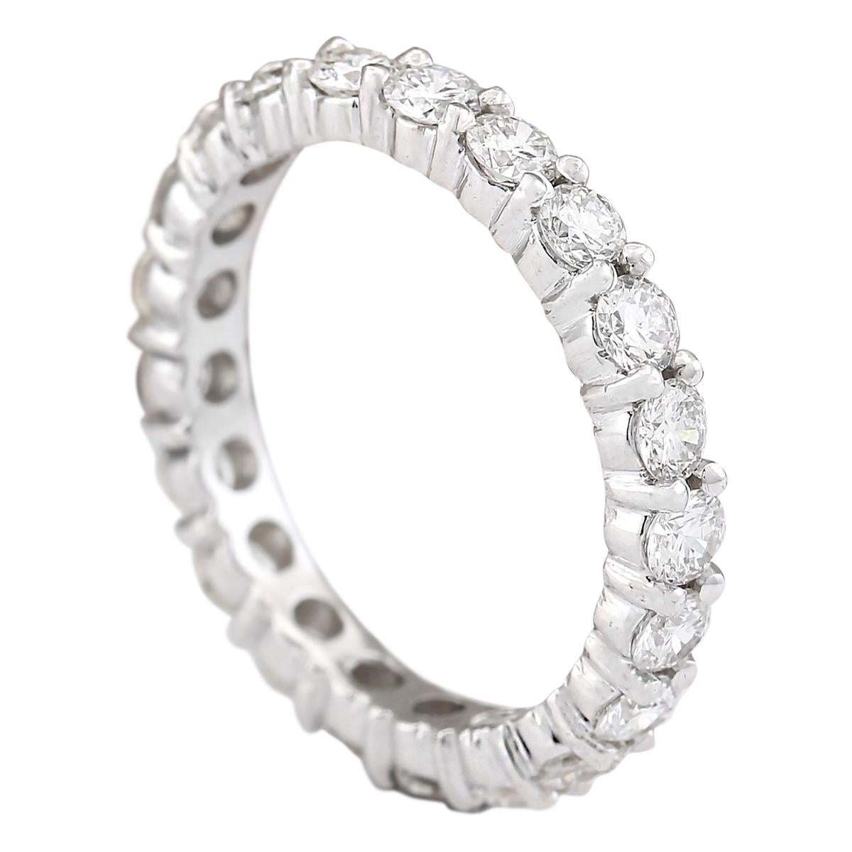 Round Cut 2.00 Carat Natural Diamond Eternity Ring In 14 Karat White Gold  For Sale