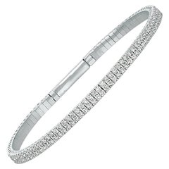 Bracelet souple à 2 rangées de diamants naturels de 2,00 carats G SI en or blanc 14 carats