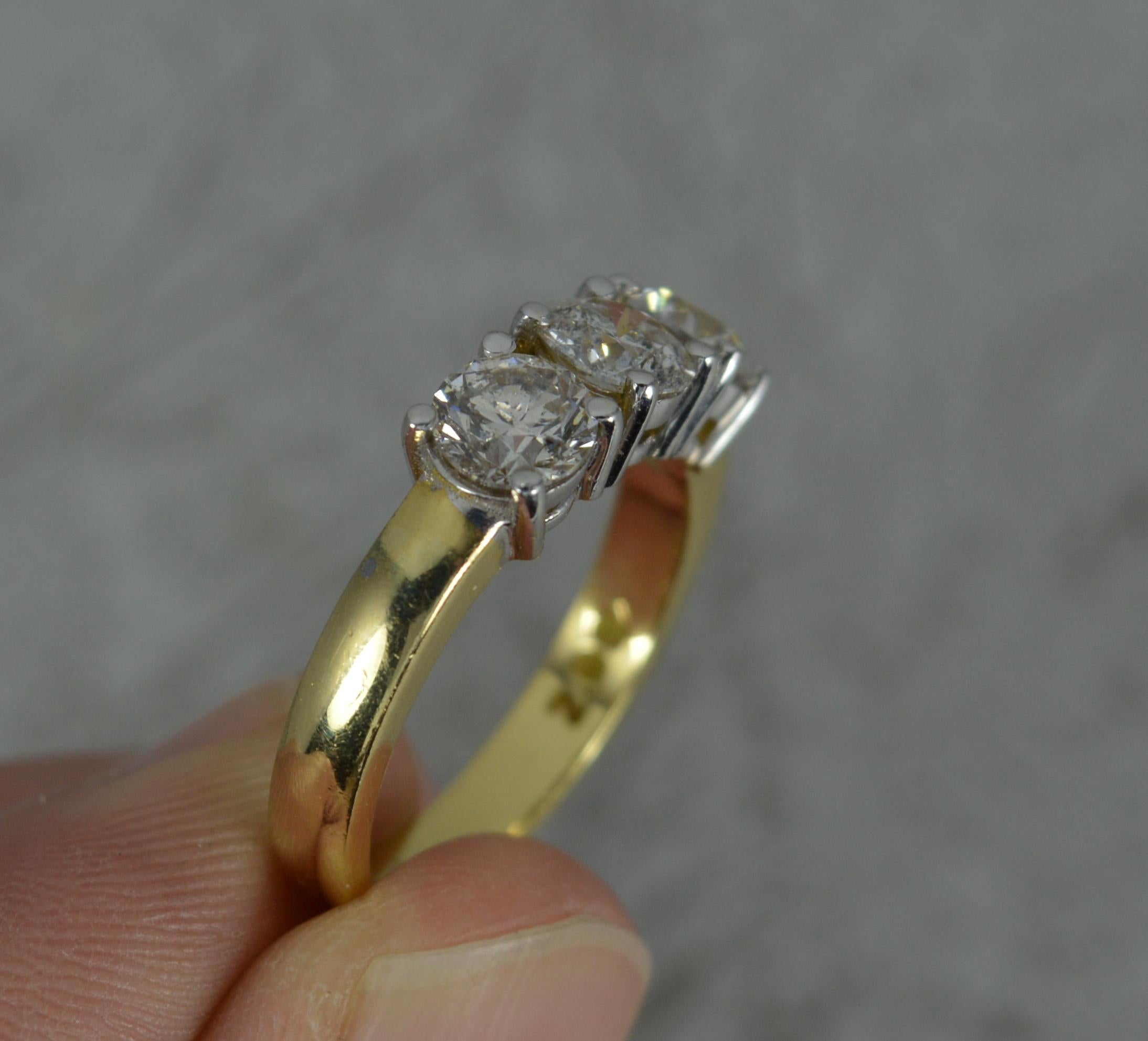 2.00 Carat Natural Diamond and 18 Carat Gold Trilogy Ring 4