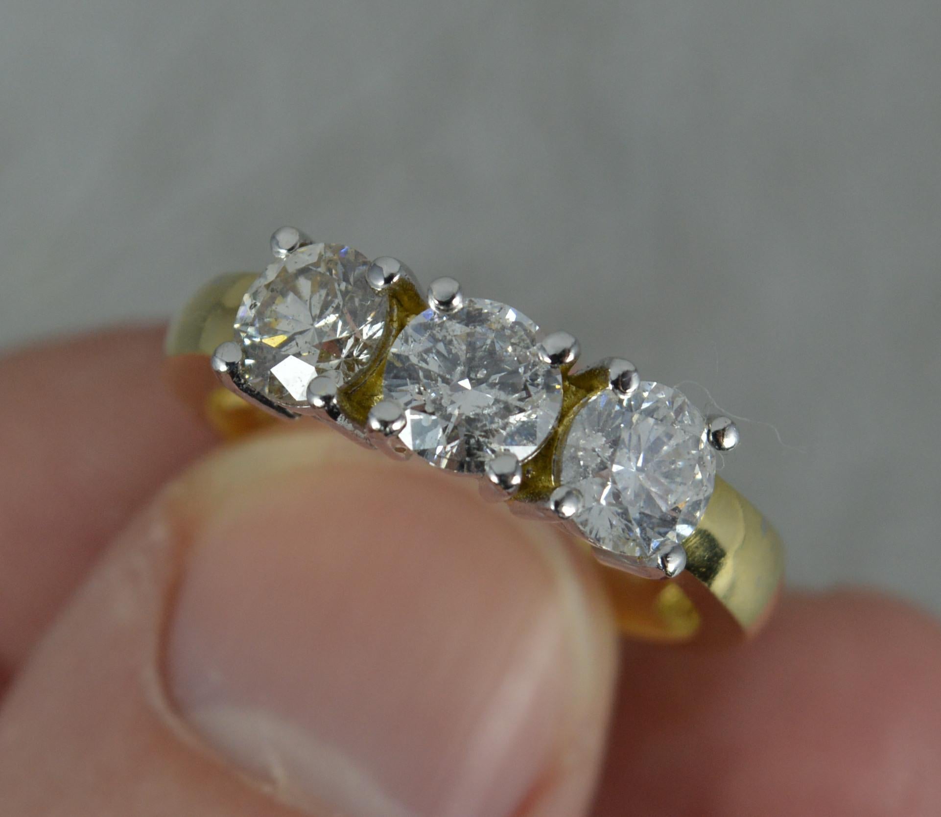 2.00 Carat Natural Diamond and 18 Carat Gold Trilogy Ring 2