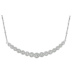 2.00 Carat Natural Diamond Bar Necklace 14 Karat White Gold G SI Chain