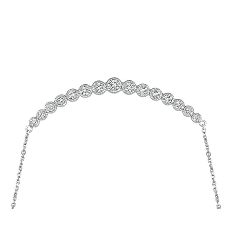 Contemporary 2.00 Carat Natural Diamond Bar Necklace 14 Karat White Gold G SI Chain For Sale