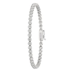 2.00 Carat Natural Diamond Bezel Bracelet G SI 14 Karat White Gold