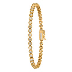 2.00 Carat Natural Diamond Bezel  Bracelet G SI 14 Karat Yellow Gold