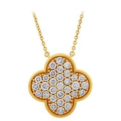 Ciondolo a forma di trifoglio con diamante naturale da 2,00 carati, in oro giallo 14K, con catena da 18''