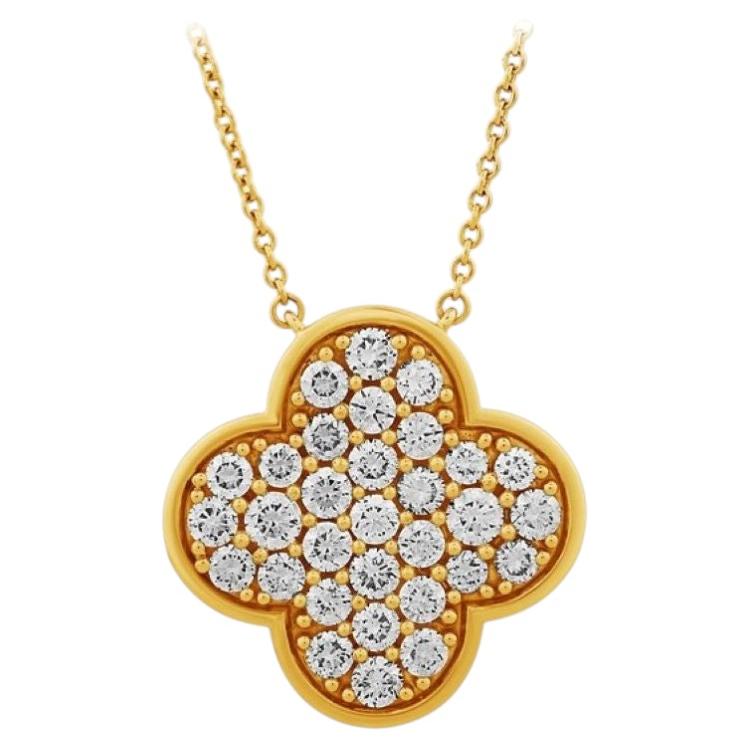 Pre-owned Morris & David 2.00 Carat Natural Diamond Clover Necklace Pendant 14k Yellow Gold 18'' Chain