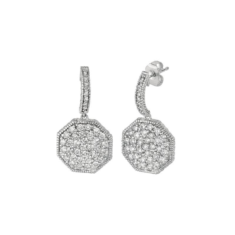 Contemporary 2.00 Carat Natural Diamond Drop Earrings G SI 14k White Gold For Sale