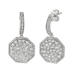 Boucles d'oreilles en goutte en or blanc 14 carats avec diamants naturels de 2,00 carats G SI