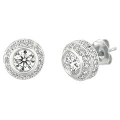 Boucles d'oreilles en or blanc 14 carats avec diamants naturels de 2,00 carats G SI