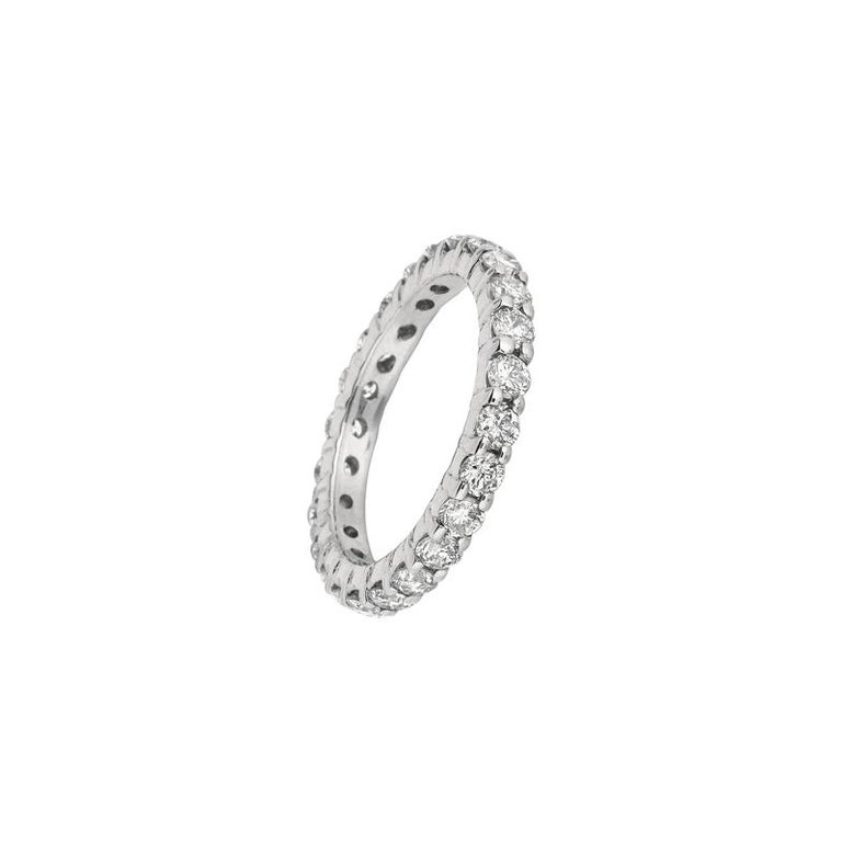 2.00 Carat Natural Diamond Eternity Ring Band 14 Karat White Gold For ...