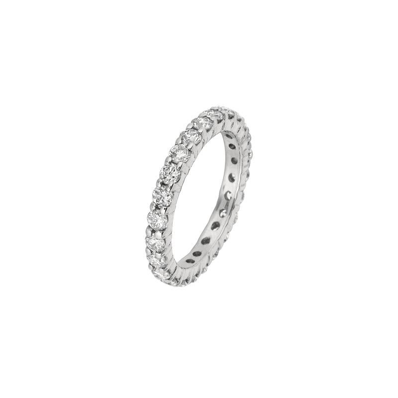 Contemporary 2.00 Carat Natural Diamond Eternity Ring Band 14 Karat White Gold For Sale