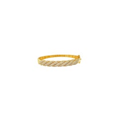 2.00 Carat Natural Diamond Fancy Bangle G-H SI 14K Yellow Gold 7''