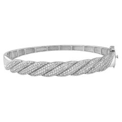 2.00 Carat Natural Diamond Fancy Bangle G-H SI 14K Yellow Gold 7''