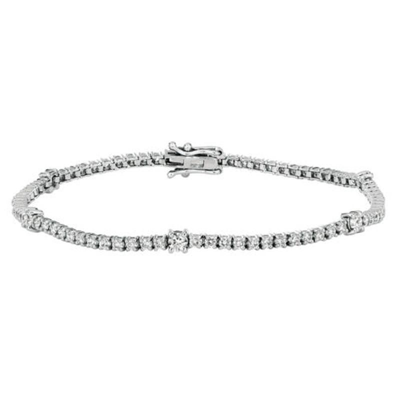 Taille ronde Bracelet à la mode en or blanc 14 carats avec diamants naturels de 2,00 carats G SI en vente