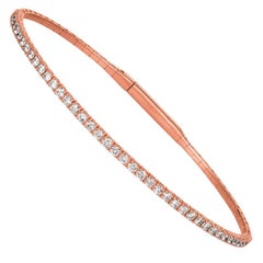 2.00 Carat Natural Diamond Flexible Bangle Bracelet G-H SI 14 Karat Rose Gold