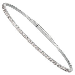 2.00 Carat Natural Diamond Flexible Bangle Bracelet G-H SI 14 Karat White Gold