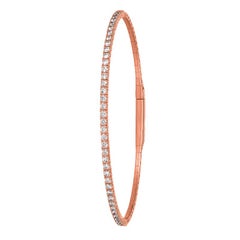 2.00 Carat Natural Diamond Flexible Bangle Bracelet G-H SI 14 Karat Rose Gold