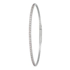 2.00 Carat Natural Diamond Flexible Bangle Bracelet G-H SI 14 Karat White Gold