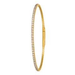 2.00 Carat Natural Diamond Flexible Bangle Bracelet G-H SI 14 Karat Yellow Gold
