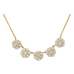 2,00 Karat natürliche Diamant-Blumen-Halskette mit Anhänger aus 14 Karat Gelbgold