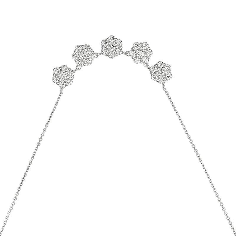 Contemporary 2.00 Carat Natural Diamond Flower Necklace Pendant 14 Karat White Gold Chain For Sale
