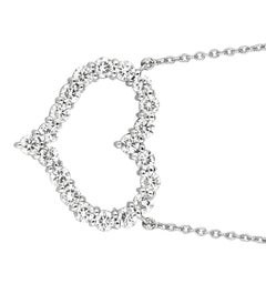 2.00 Carat Natural Diamond Heart Necklace 14 Karat White Gold G SI Chain