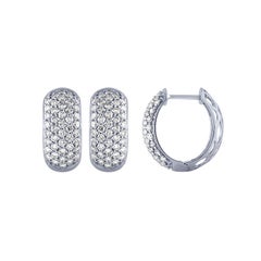2.00 Carat Natural Diamond Hoop Huggie Earrings G SI 14k White Gold