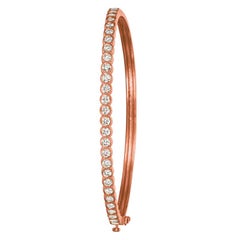2.00 Carat Natural Diamond Miligrain Bezel Bangle Bracelet G SI 14K Rose Gold