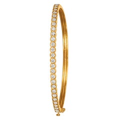 2.00 Carat Natural Diamond Miligrain Bezel Bangle Bracelet G SI 14K Yellow Gold