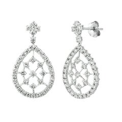 Orecchini a goccia con diamante naturale a forma di pera da 2,00 carati G SI Oro bianco 14k