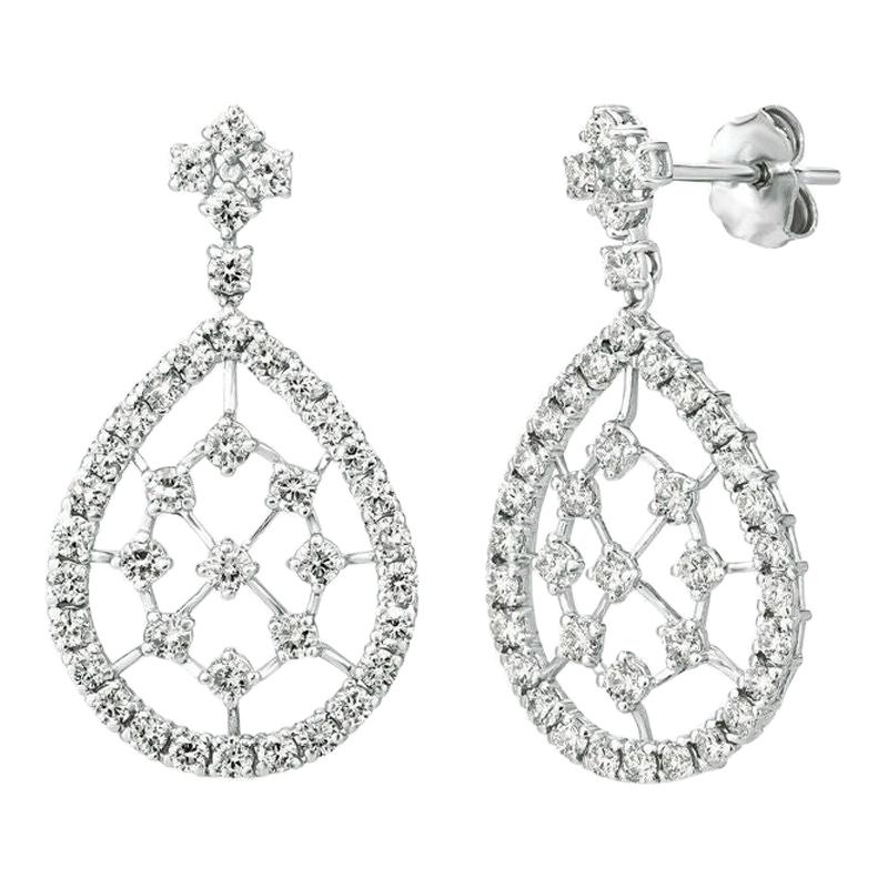 2.00 Carat Natural Diamond Pear Shape Drop Earrings G SI 14k White Gold