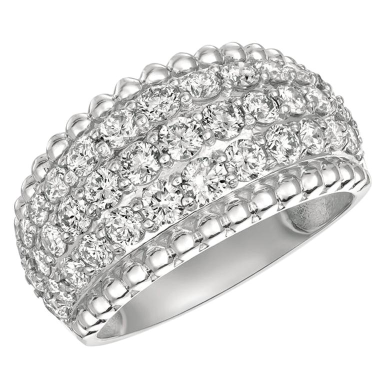 Bague en or blanc 14 carats avec diamants naturels de 2,00 carats G SI