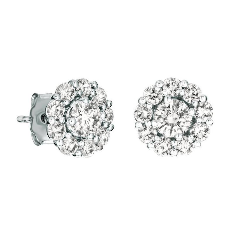 Contemporary 2.00 Carat Natural Diamond Stud and Jacket Earrings G-H SI 14 Karat White Gold For Sale