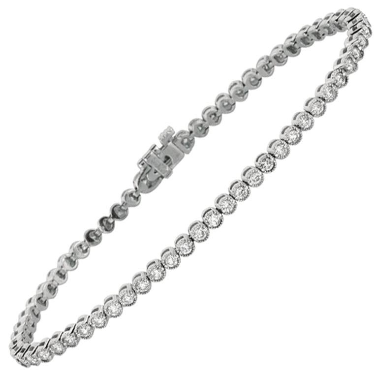 Bracelet tennis en or blanc 14 carats avec diamants naturels de 2,00 carats G-H SI en vente