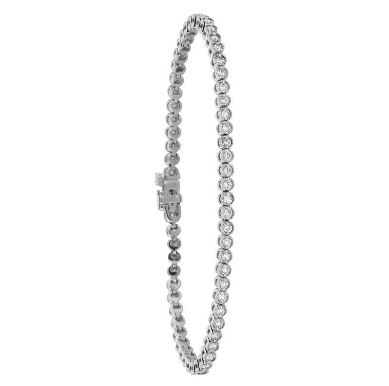 Taille ronde Bracelet tennis en or blanc 14 carats avec diamants naturels de 2,00 carats G-H SI en vente