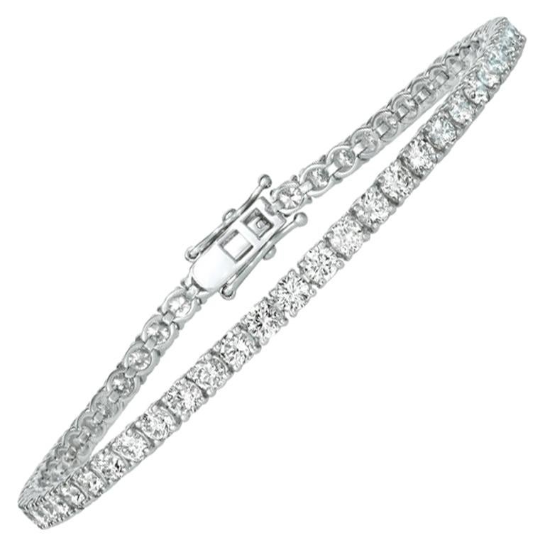 Bracelet tennis G SI en or blanc 14 carats avec 84 pierres, diamants naturels de 2,00 carats