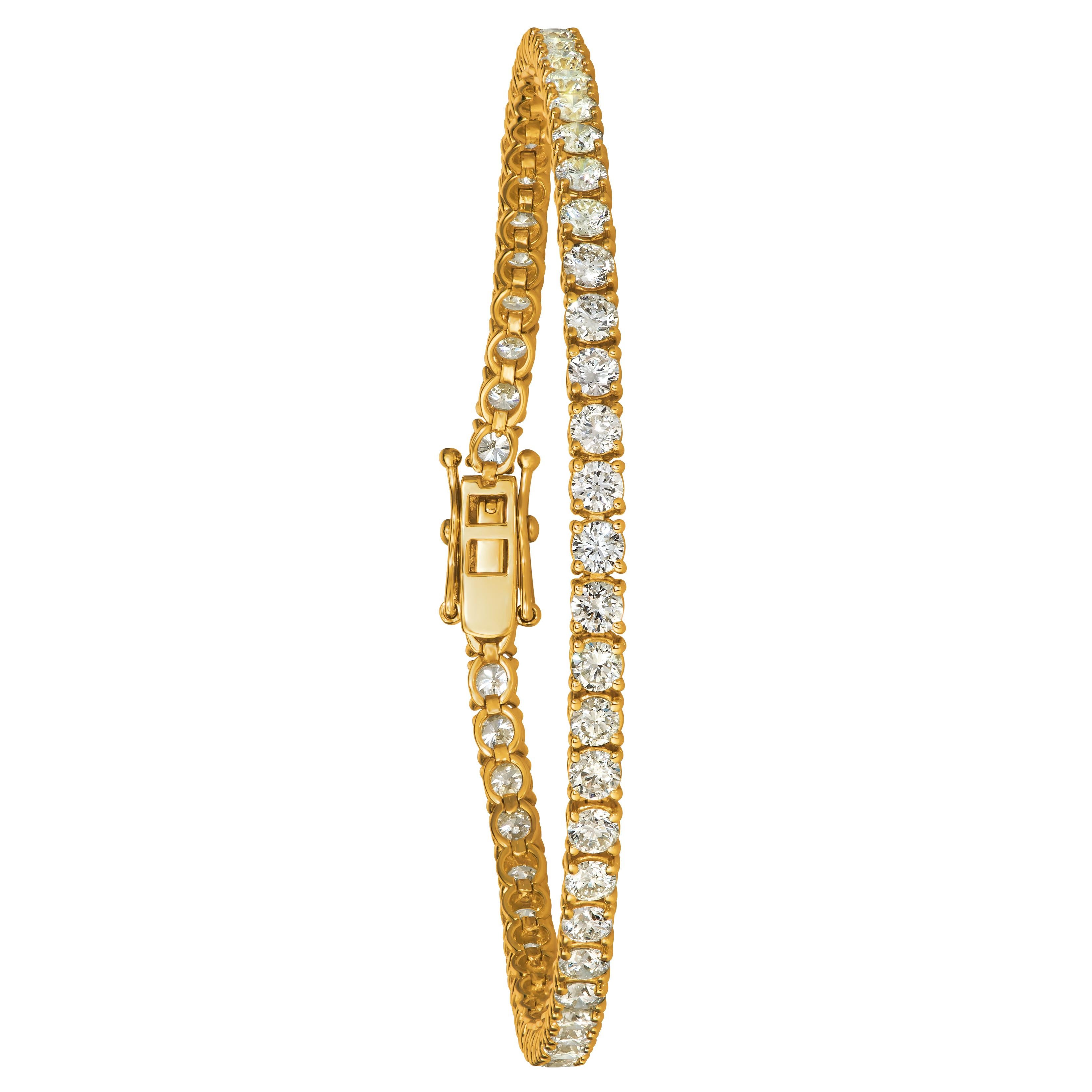 2,00 quilates de diamantes naturales pulsera de tenis G SI 14 quilates de oro amarillo 84 piedras Corte redondo en venta