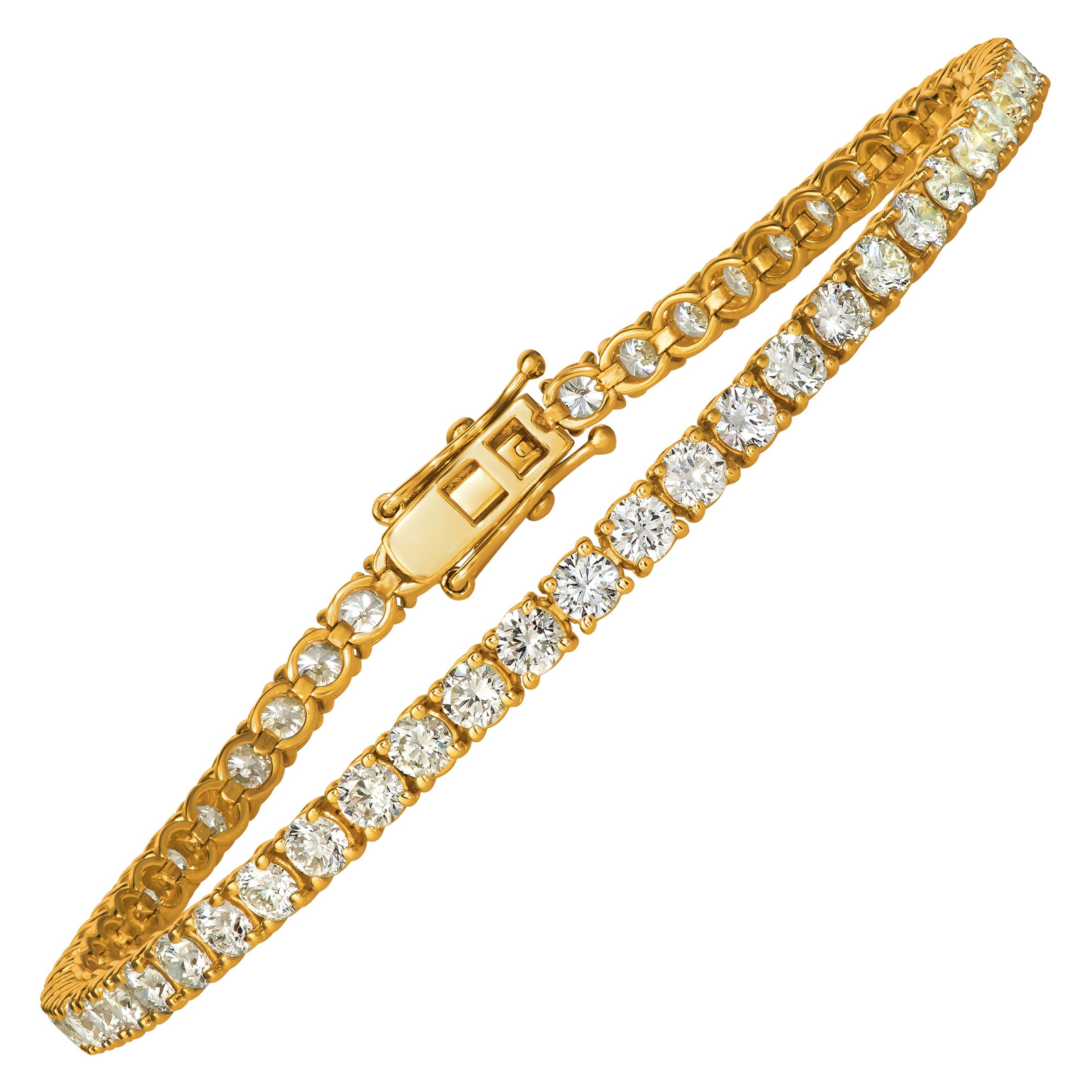 2.00 Carat Natural Diamond Tennis Bracelet G SI 14 Karat Yellow Gold 84 Stones