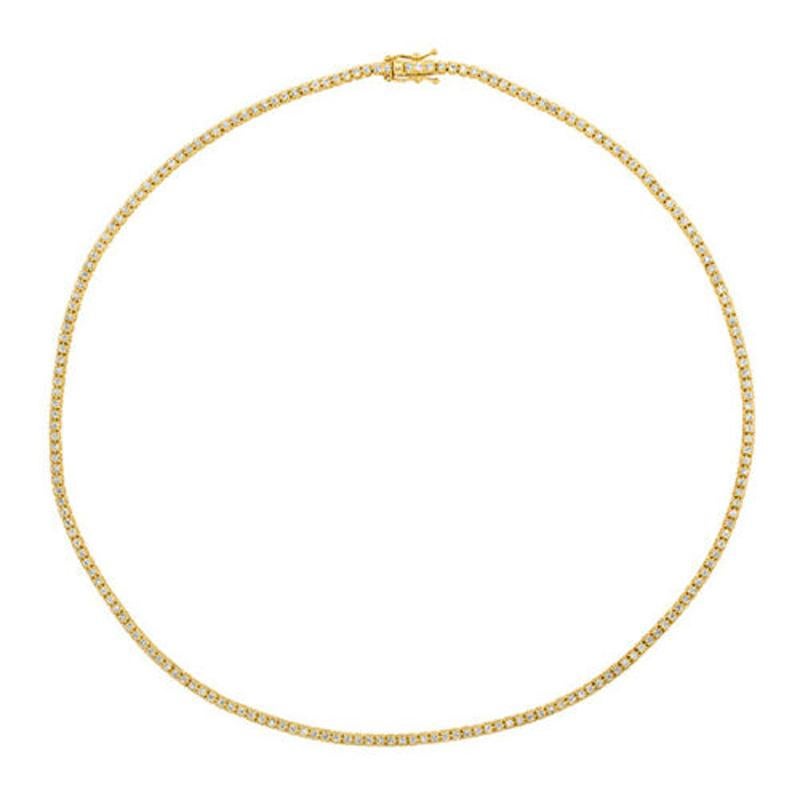 Contemporary 2.00 Carat Natural Diamond Tennis Necklace G SI 14k Yellow Gold For Sale