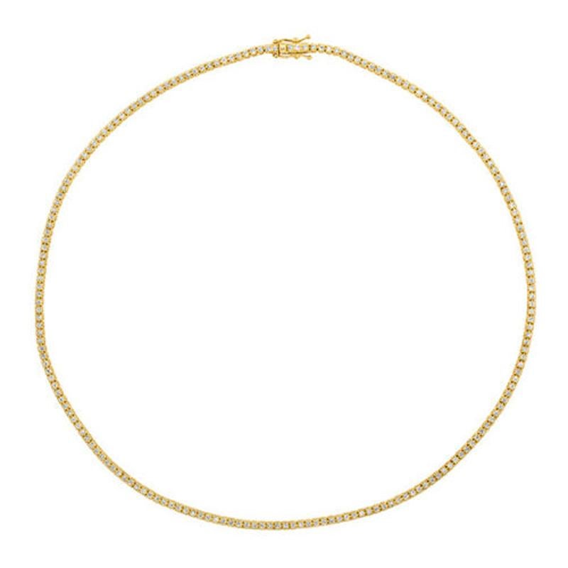 Round Cut 2.00 Carat Natural Diamond Tennis Necklace G SI 14k Yellow Gold For Sale